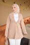 Beige Layered Single Button Dabıl Crep Jacket - 4