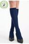3-Piece Women's Navy Blue Knee-Length Bamboo Toe Seamless School and Daily Socks - 2