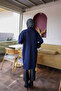 Navy Blue Cold Yarn Knitwear Tunic with Cufflinks - 5