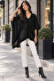 Women's Black Poncho Oversize Glittery Knitwear Cape - 6
