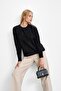 Black Crew Neck Angora Soft Knit Sweater - 5