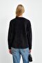 Black Crew Neck Patterned Angora Soft Knit Sweater - 4