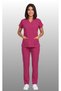 Women's V-Neck Bat Sleeve Terycotton Fuchsia, Burgundy, Bitter Green, Navy Blue, Black Nurse Scrubs Set