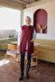 Burgundy Bow Buttoned Felt Vest - 2