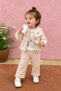 Baby Girl Set Floral Embroidered Lace Collar 3-Piece Jacket Bottom Top Set Girls' Set 6 9 12 18 24 Months Premium Set - 4
