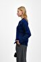 Navy Blue Bow Detailed Angora Soft Knit Cardigan - 3