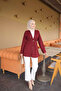 Burgundy Cuffed Single Button Dabıl Crep Jacket - 2