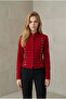 Women's Red Military Bando Style Unlined Gabardine Short Coat Jacket Yy101427 - 6