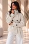 Women's Stand Collar Belted Buttoned Short Cashmere Coat - 3
