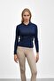Navy Blue Ribbed Polo Neck Knitwear Body Sweater - 2