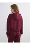 Alita City Farkıyla Xside Burgundy Interlock Plain Standard & Regular Women's Zippered Sweatshirt - 4