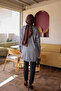 Gray Floral Embroidered Cold Yarn Knitwear Tunic - 5