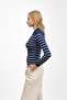 Navy Blue Ribbed Polo Neck Knitwear Body Sweater - 2