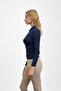 Navy Blue Ribbed Polo Neck Knitwear Body Sweater - 3
