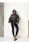 Belted high collar leather jacket brown - 7