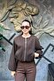 Zero Collar Waist Elastic Detailed Cashmere Bomber Jacket Sun502 - 4