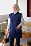 Navy Blue Zippered Angora Soft Knitwear Vest