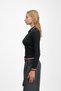 Black Ribbed Polo Neck Striped Knitwear Body Sweater - 3