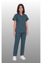 Women's Envelope Collar Turquoise Petrol Blue Saks Blue Bitter Green Terycotton Doctor & Nurse Scrubs Set - 2