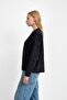 Black Crew Neck Patterned Angora Soft Knit Sweater - 3