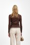 Brown Ribbed Polo Neck Striped Knitwear Body Sweater - 4