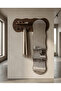 Modern Wall Mirror with Wooden Frame and Shelf