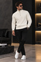 Men's Knitwear Sweater Half Zipper Turtleneck Knitted Patterned Long Sleeve Winter Sweater - 3