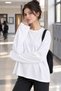 Basıl Women's 100% Cotton Crew Neck Oversize Fit Long Sleeve White T-shirt