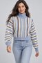 Women's High Collar Zippered Striped Short Knitwear Cardigan - 4