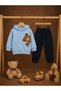 Baby 100% Cotton Teddy Bear Embroidered Hooded Sweatshirt and Jogger Pants 2-Piece Set - 3