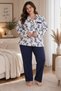 Women's Oversized Long Sleeve Pajama Set with Pocket Detail