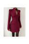 Button Detailed Padded Mini Design Burgundy Dress - 2