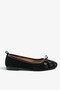 Easla Women's Genuine Leather Ballerinas - Black Suede