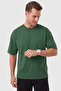 Men's 100% Cotton Oversize Wide Cut Crew Neck Basic Green T-Shirt 2604362 - 3