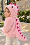 Girl's Dinosaur Plush Cardigan Hooded 2-5 Years Old Winter Plush Coat |   Plush Cardigan - 3