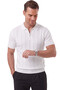 Men's Zippered Polo Collar Striped Textured White Knitwear T-Shirt Regular Fit Soft Textured 2608007 - 2