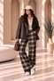 Women's Oversized Faux Leather Jacket with Plush Collar