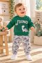 Baby boy dinosaur patterned 2-piece bottom top set sweatshirt tracksuit set 3-6-9-12 months old - 2