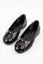 Nevles Women's Ballerinas with Front Pleats and Buckle, Black Wrinkled - 4
