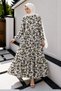 Leaf Patterned Dress with Patch Detail Tsd260261 Khaki - 3