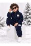 Winter Thick Fleece Stand Collar Zippered Girls and Boys Baby Kids Top and Bottom Set 1-5 Years Old - 5