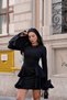 Black Crew Neck Padded Flounce Mini Dress - 3