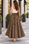 100% Cotton Viscose Leopard Pattern Concealed Pocket Flared Skirt - 3