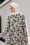 Leaf Patterned Dress with Patch Detail Tsd260261 Khaki - 2