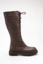 Lace-Up Side Zipper Brown Casual Women's Boots - 3