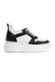 Women's Black Faux Leather Skin White Thick Sole Casual Comfortable and Stylish Sports Shoes - 4
