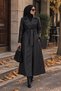Women's Leather Look Belted Long Oversized Trench Coat - 3