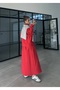 Red Parachute Fabric Zippered Jacket Skirt Double Set - 7080 - 8