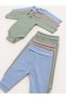 3-Piece Unisex Baby 100% Organic Cotton Combed Long Sleeve Body and Waist-Curved Pants Set - 3