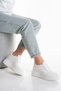 Women's White Faux Leather Skin White Thick Sole Casual Comfortable and Stylish Sports Shoes - 7